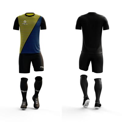 Strój piłkarski PEHA Rivera czarno-żółto-niebieski