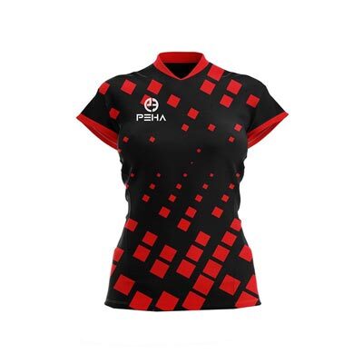 Koszulka siatkarska damska PEHA Block czarno-czerwona