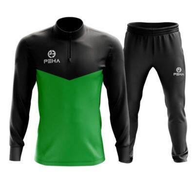 Dres piłkarski PEHA Rico czarno-zielony z krótkim zamkiem