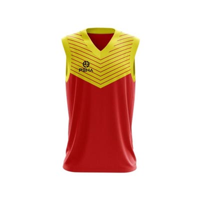 Koszulka koszykarska dla dzieci PEHA Kobe żółto-czerwona