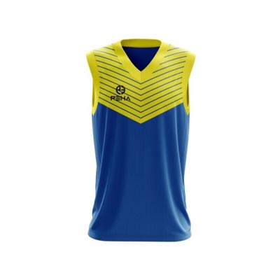 Koszulka koszykarska dla dzieci PEHA Kobe żółto-niebieska