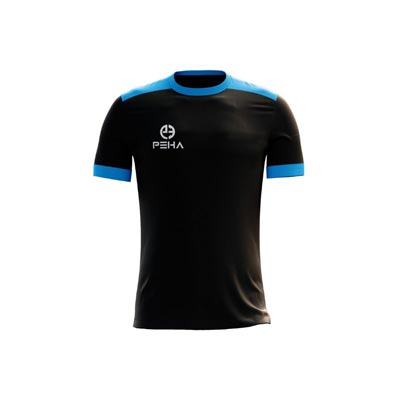 Koszulka piłkarska dla dzieci PEHA Tiempo czarno-turkusowa