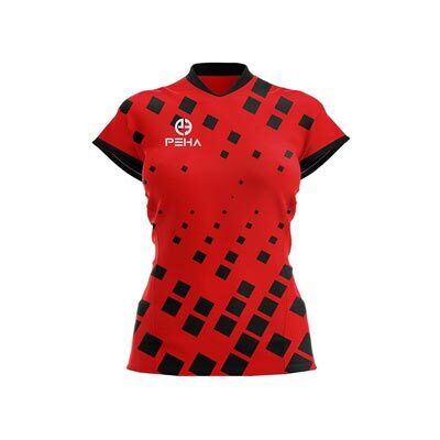Koszulka siatkarska damska dla dzieci PEHA Block czerwono-czarna