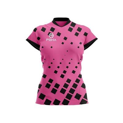 Koszulka siatkarska damska dla dzieci PEHA Block różowo-czarna