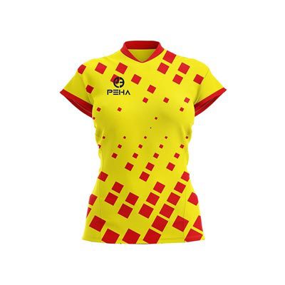Koszulka siatkarska damska dla dzieci PEHA Block żółto-czerwona