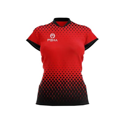 Koszulka siatkarska damska dla dzieci PEHA Energy czerwono-czarna