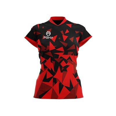 Koszulka siatkarska damska dla dzieci PEHA Mira czarno-czerwona
