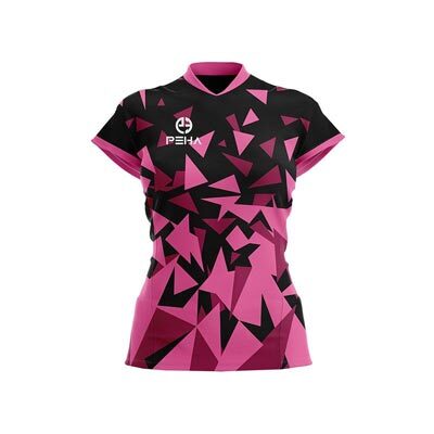 Koszulka siatkarska damska dla dzieci PEHA Mira czarno-różowa
