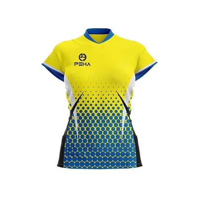 Koszulka siatkarska damska dla dzieci PEHA Play Off żółto-niebieska