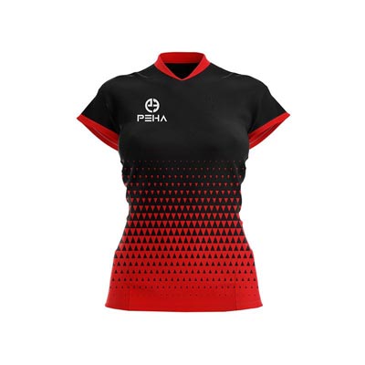 Koszulka siatkarska damska dla dzieci PEHA Vega czarno-czerwona