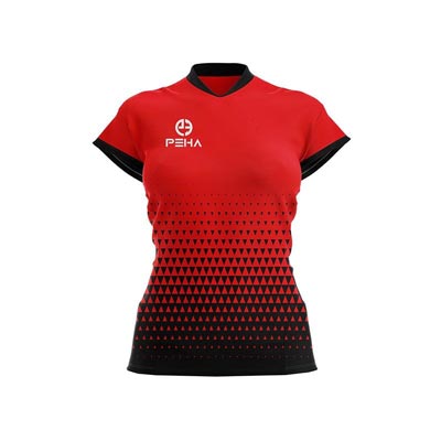 Koszulka siatkarska damska dla dzieci PEHA Vega czerwono-czarna
