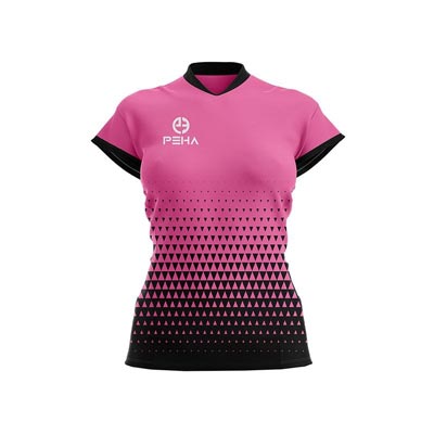 Koszulka siatkarska damska dla dzieci PEHA Vega różowo-czarna