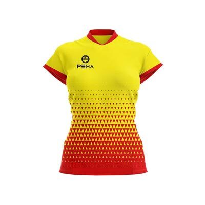 Koszulka siatkarska damska dla dzieci PEHA Vega żółto-czerwona