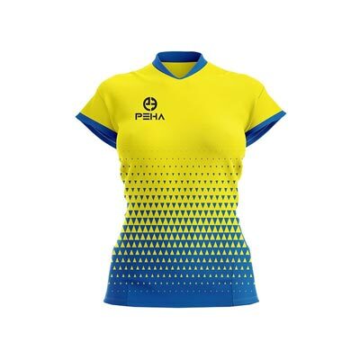 Koszulka siatkarska damska dla dzieci PEHA Vega żółto-niebieska