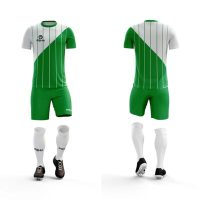 Strój piłkarski dla dzieci PEHA Laser biało-zielony