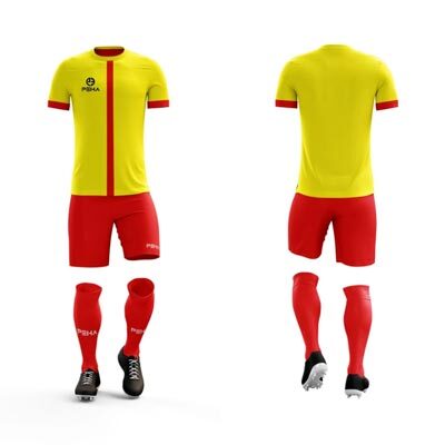 Strój piłkarski dla dzieci PEHA Liga żółto-czerwony