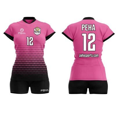 Strój siatkarski damski dla dzieci z nadrukiem PEHA Vega różowo-czarny