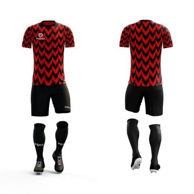 Strój piłkarski PEHA Vigo czerwono-czarny