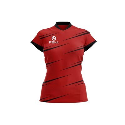 Koszulka siatkarska damska PEHA Arcos czerwono-czarna