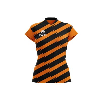 Koszulka siatkarska damska PEHA Como pomarańczowo-czarna
