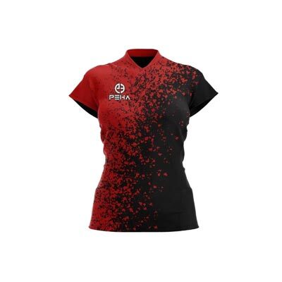 Koszulka siatkarska damska PEHA Shadow czerwono-czarna