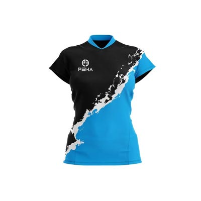 Koszulka siatkarska damska PEHA Wave czarno-turkusowa