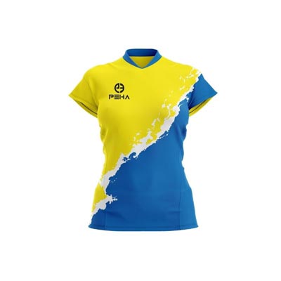 Koszulka siatkarska damska PEHA Wave żółto-niebieska