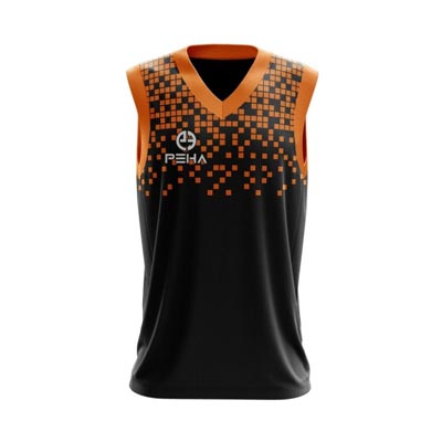 Koszulka koszykarska PEHA Pixel czarno-pomarańczowa