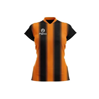 Koszulka siatkarska damska PEHA Striped pomarańczowo-czarna