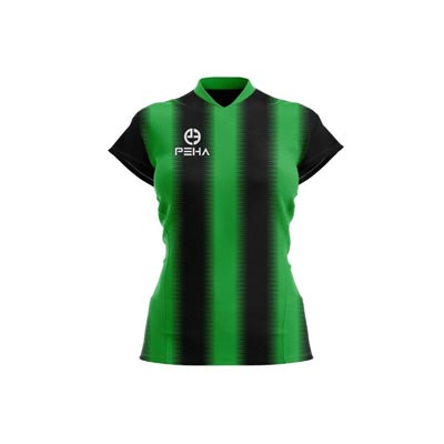 Koszulka siatkarska damska PEHA Striped zielono-czarna
