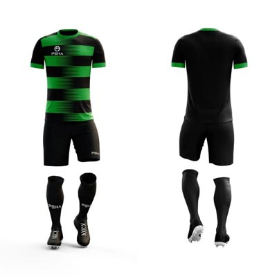 Strój piłkarski PEHA Ezro czarno-zielony
