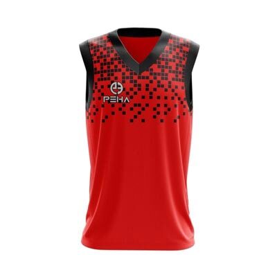 Koszulka koszykarska dla dzieci PEHA Pixel czerwono-czarna