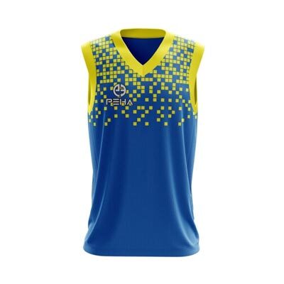 Koszulka koszykarska dla dzieci PEHA Pixel niebiesko-żółta