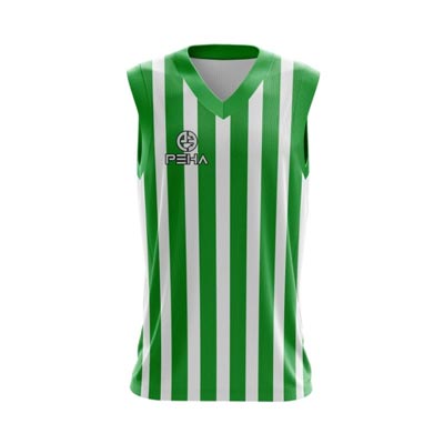 Koszulka koszykarska dla dzieci PEHA Striped biało-zielona