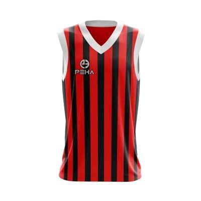 Koszulka koszykarska dla dzieci PEHA Striped czerwono-czarna