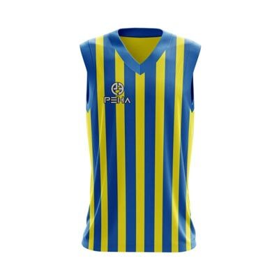 Koszulka koszykarska dla dzieci PEHA Striped żółto-niebieska