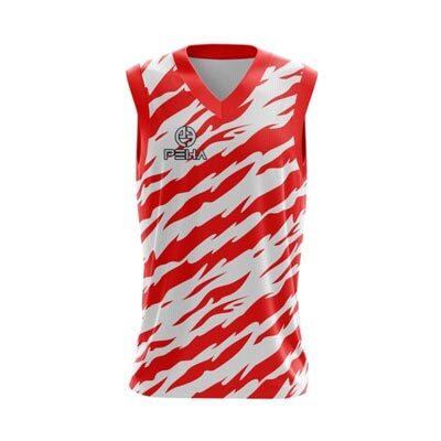 Koszulka koszykarska dla dzieci PEHA Tiger biało-czerwona