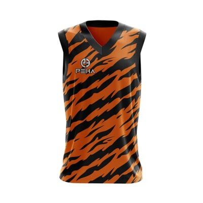 Koszulka koszykarska dla dzieci PEHA Tiger pomarańczowo-czarna