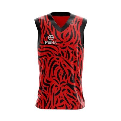 Koszulka koszykarska dla dzieci PEHA Virtus czerwono-czarna