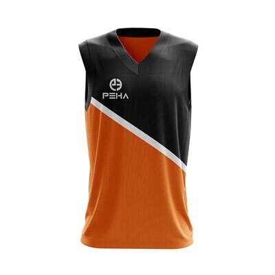 Koszulka koszykarska dla dzieci PEHA Liga czarno-pomarańczowa