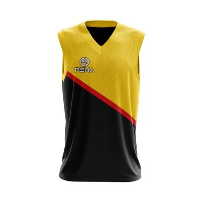 Koszulka koszykarska dla dzieci PEHA Liga żółto-czarna
