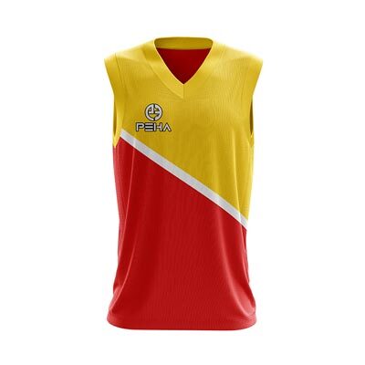 Koszulka koszykarska dla dzieci PEHA Liga żółto-czerwona