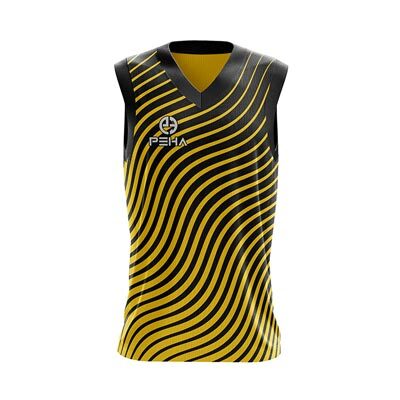 Koszulka koszykarska dla dzieci PEHA Wave czarno-żółta