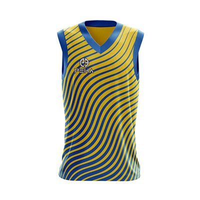 Koszulka koszykarska dla dzieci PEHA Wave żółto-niebieska
