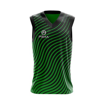 Koszulka koszykarska PEHA Wave czarno-zielona