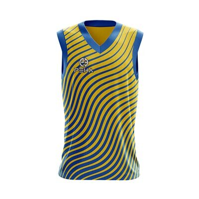Koszulka koszykarska PEHA Wave żółto-niebieska