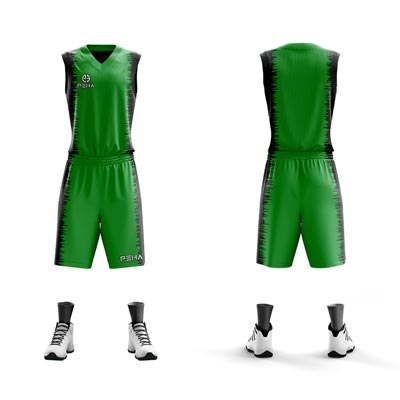 Strój koszykarski dla dzieci PEHA Ultra zielono-czarny