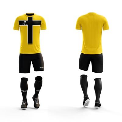 Strój piłkarski PEHA Academy żółto-czarny