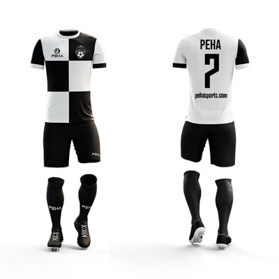 Strój piłkarski z nadrukiem PEHA Husar czarno-biały