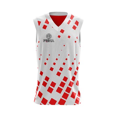 Koszulka koszykarska dla dzieci PEHA Block biało-czerwona